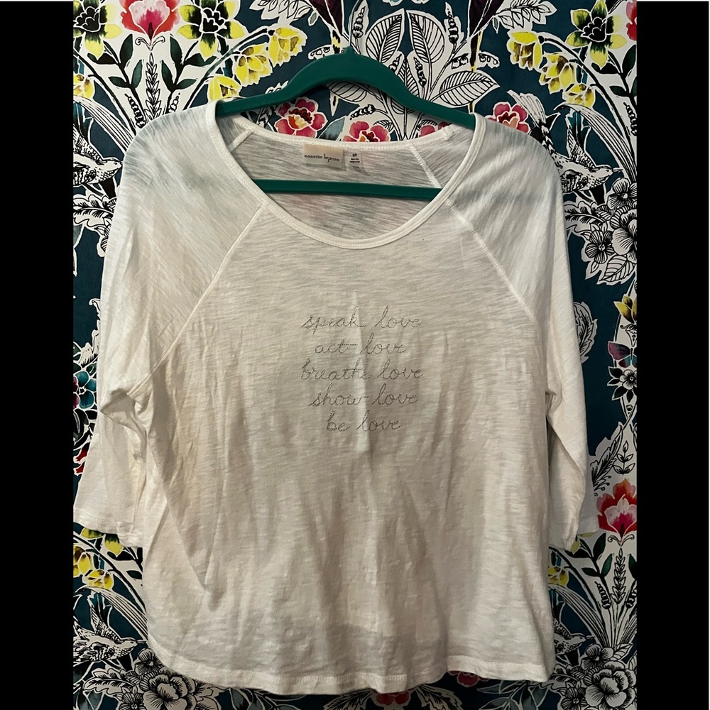 Nanette Lepore (S/P) white embroidered cotton/modal top